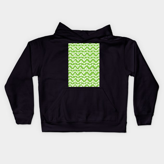 Lime Green White Hand Drawn Chevron Triangle Pattern Kids Hoodie by dreamingmind